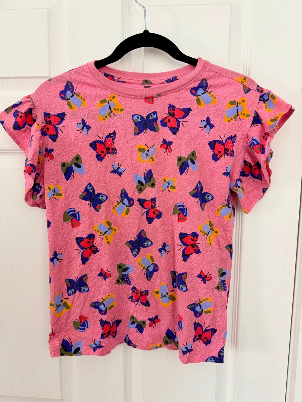 Tea Collection Pink Butterfly Ruffle Sleeve Top